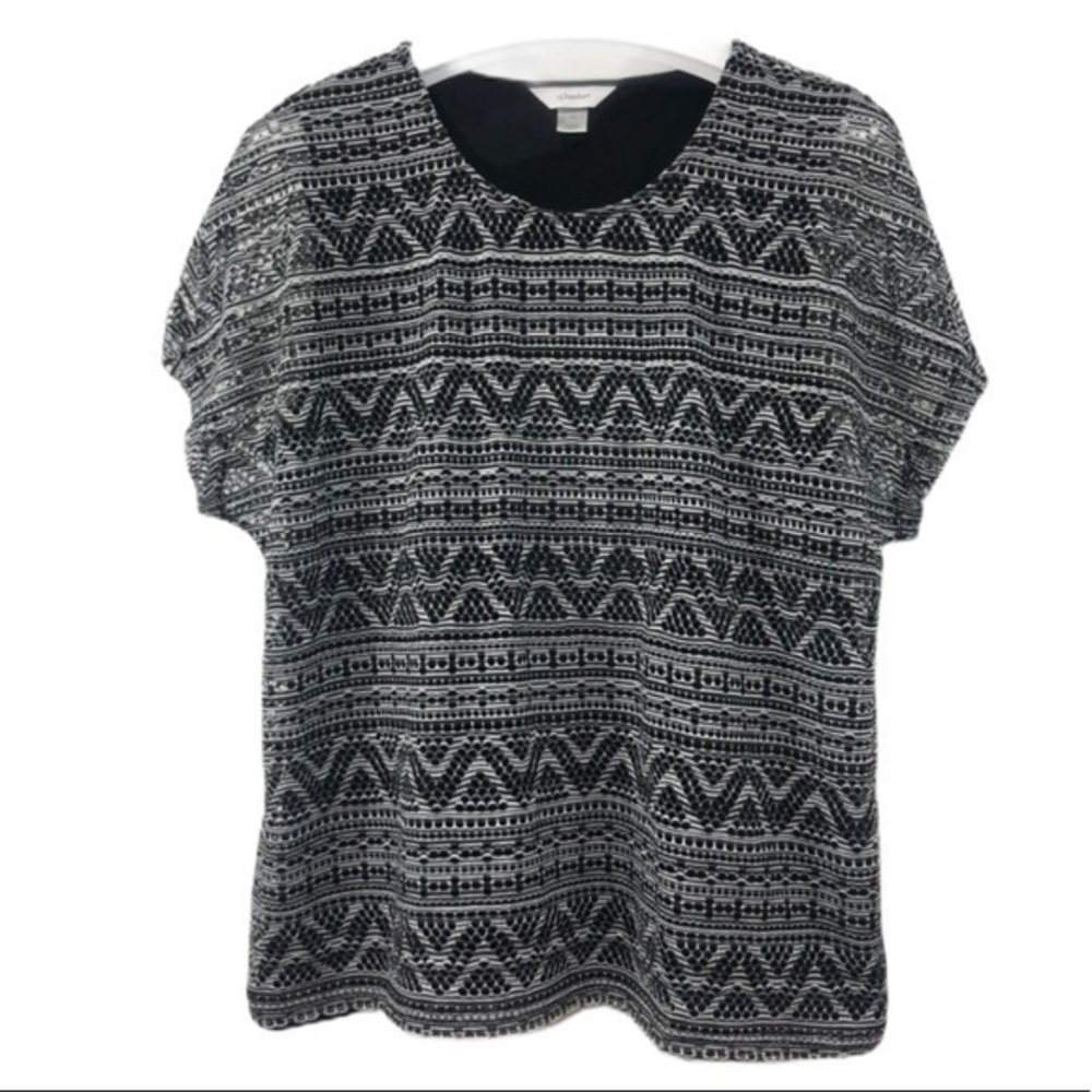 CJ Banks Waffle Hole Double Layered S/ S Top